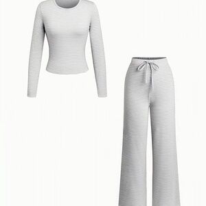 Women's Gray Striped Sleepwear Set